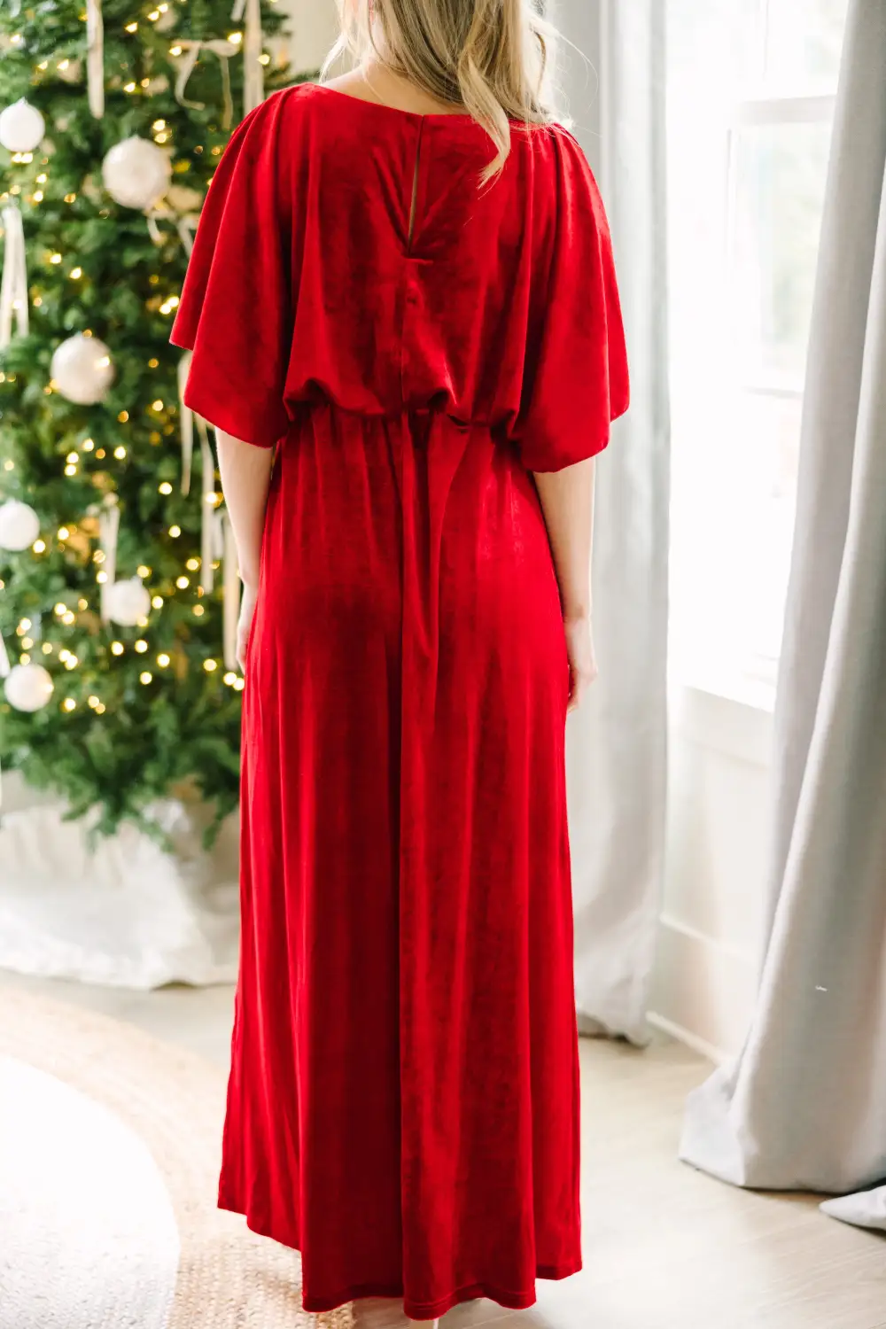 Out On The Dance Floor Red Velvet Maxi Dress