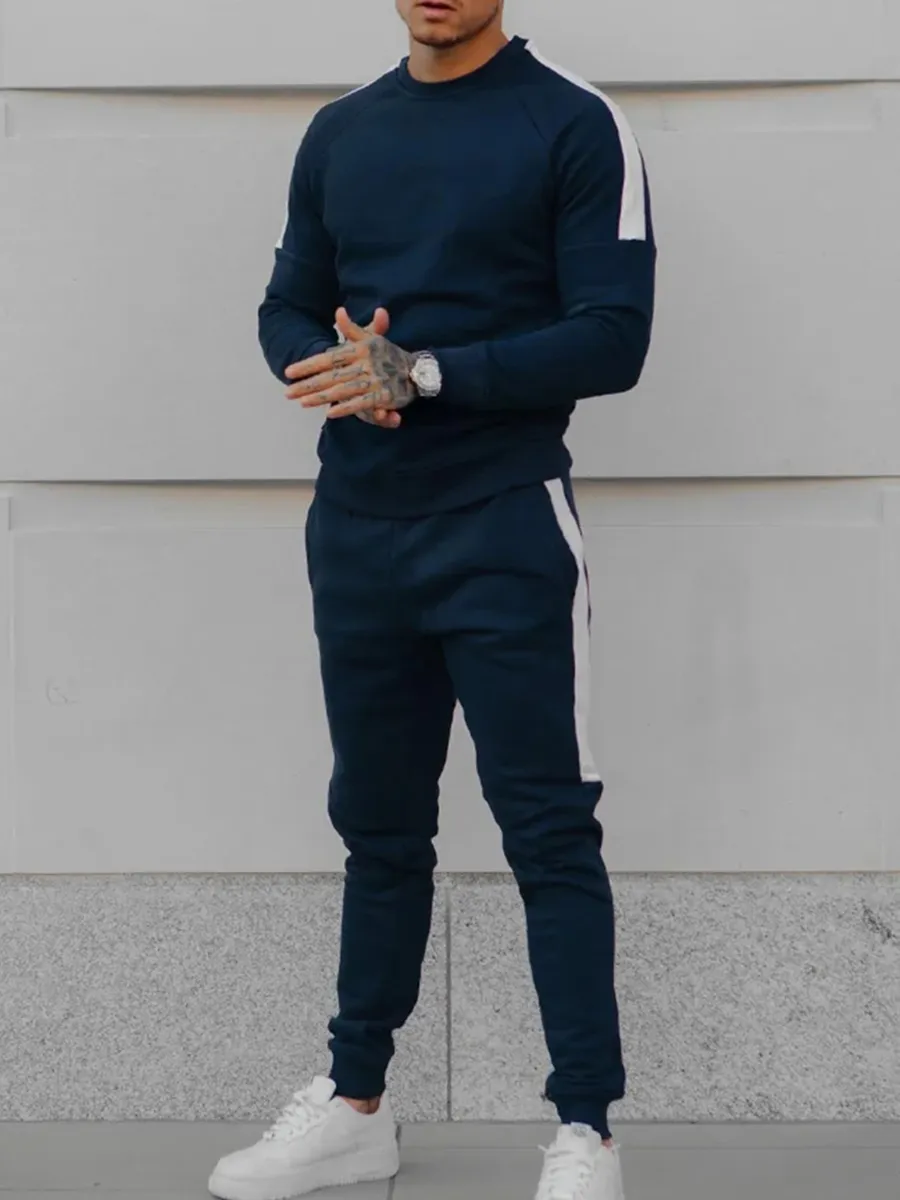 Men's Navy Colorblock Tracksuit