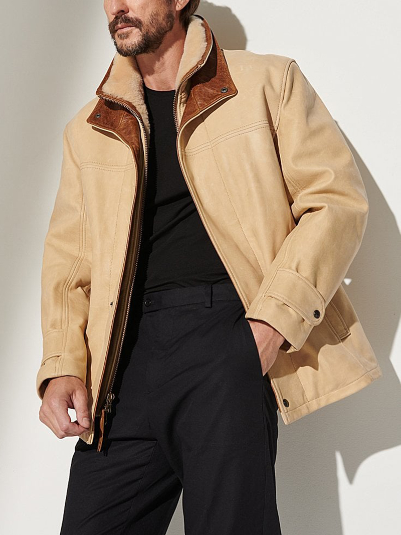 Palomino Edition Leather Coat with Shearling Lining