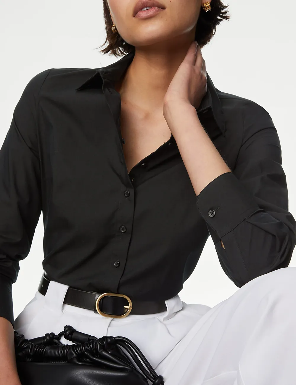 Cotton Rich Fitted Collared Shirt