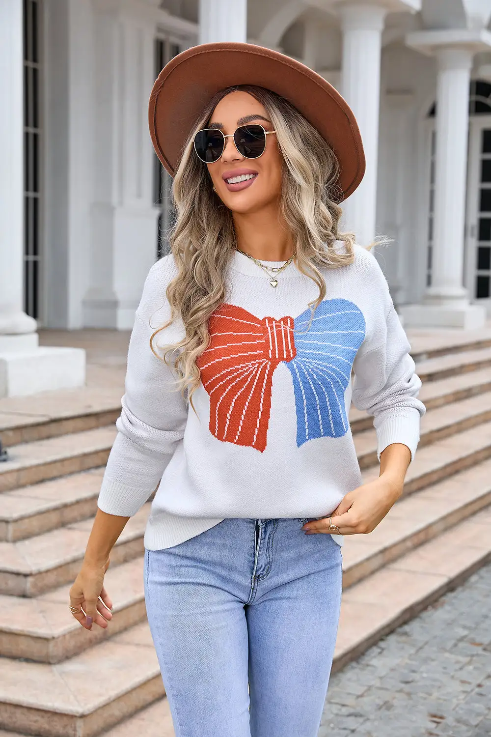 Pullover Sow Color Matching Sweater