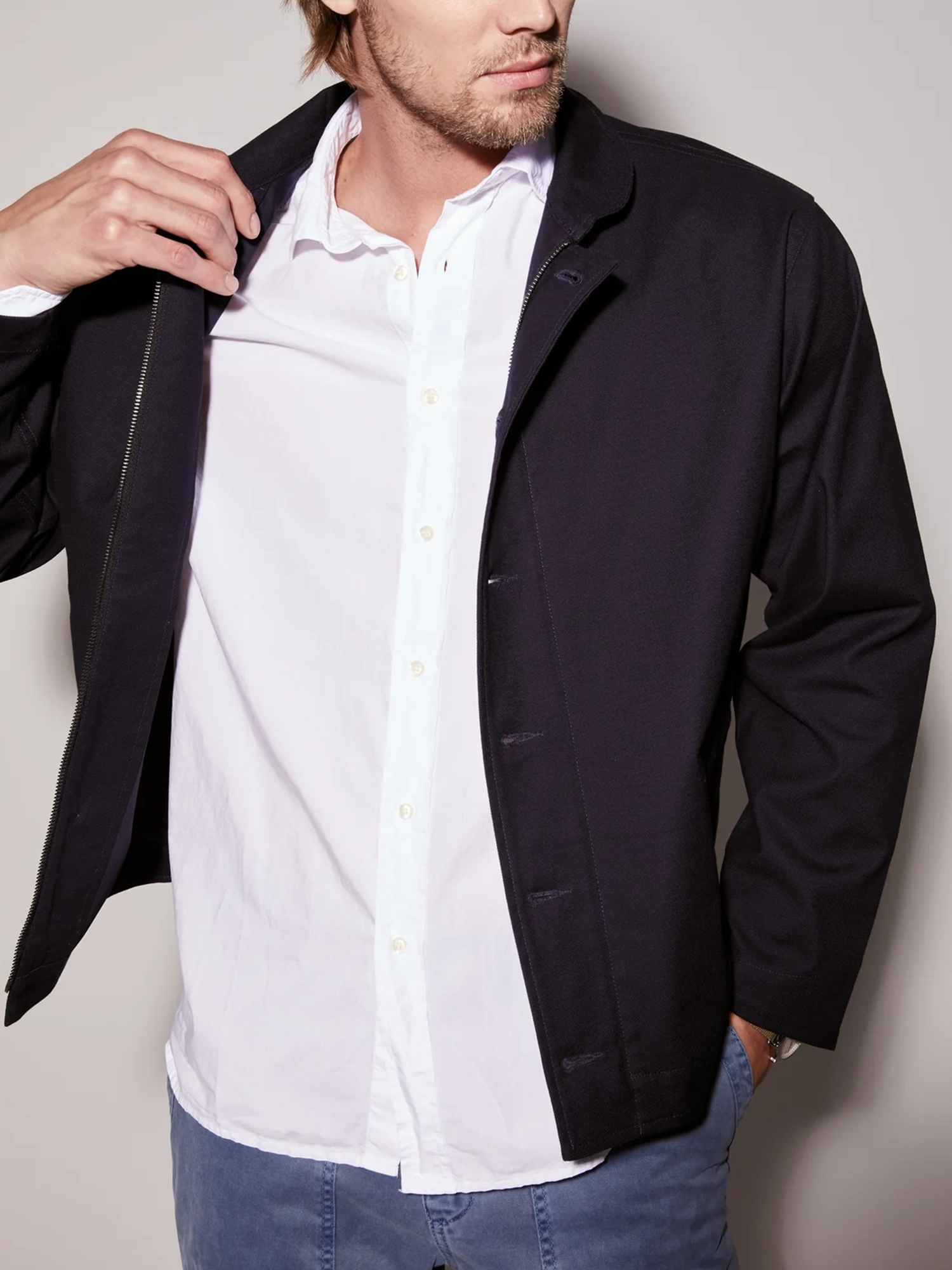 Stand Collar Solid Casual Jacket