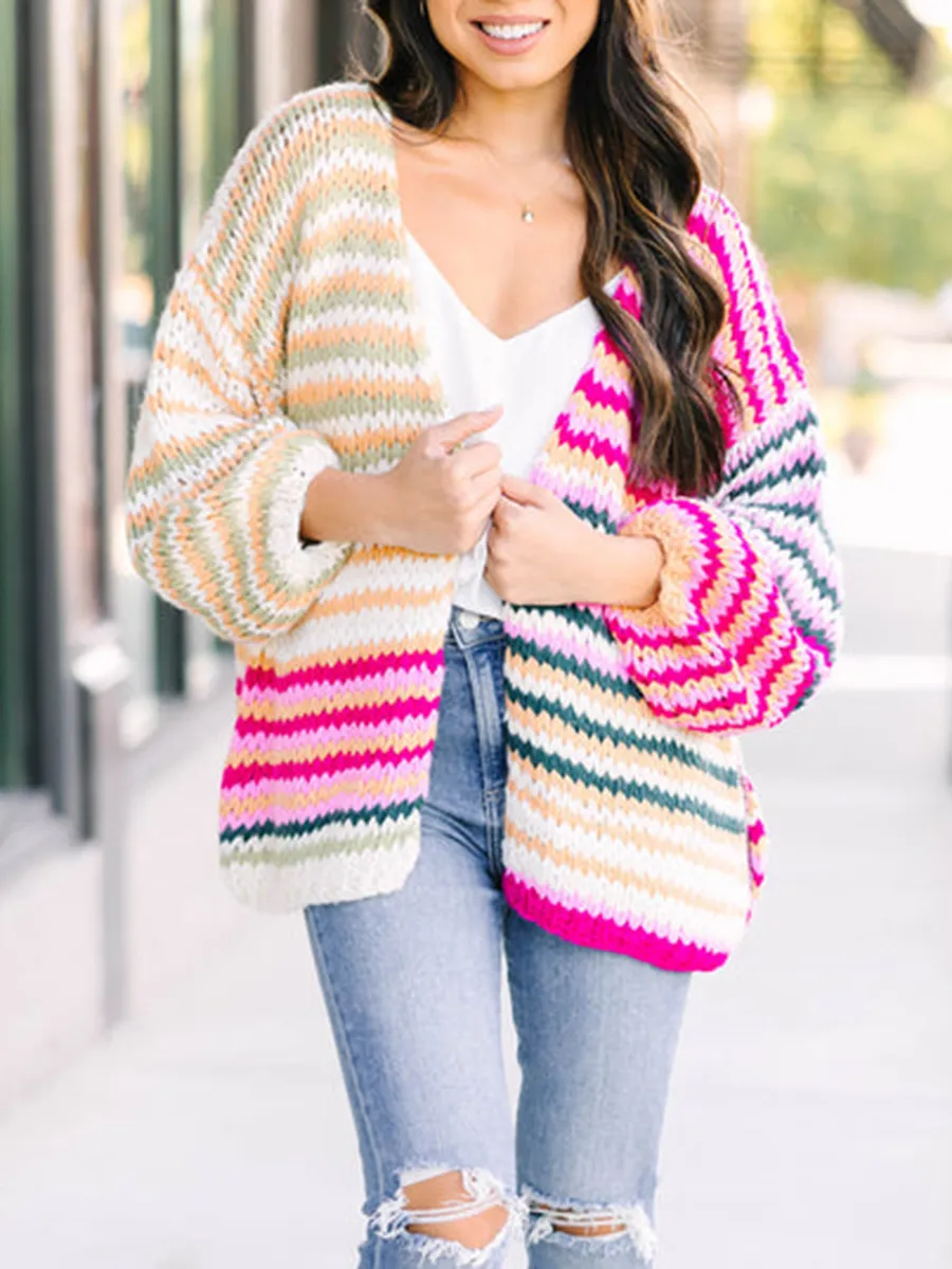 Multicolored Striped Cardigan