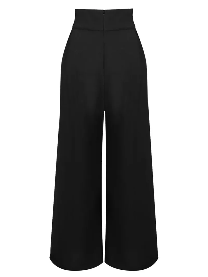 BLACK 1930S SOLID SUSPENDER PANTS