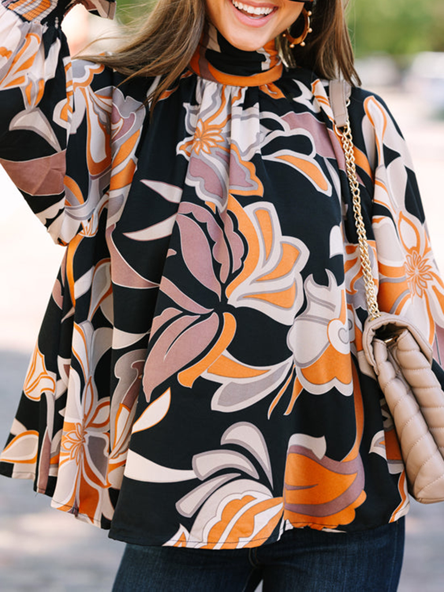 Black Floral Abstract Blouse