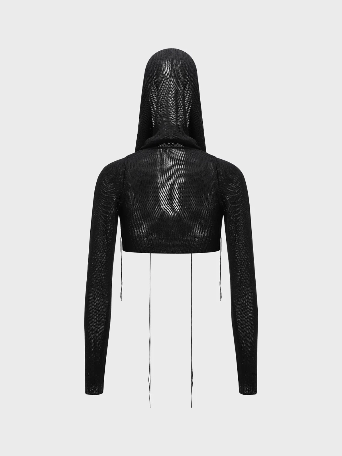 Edgy Black Hooded Cut Out Top Sweater