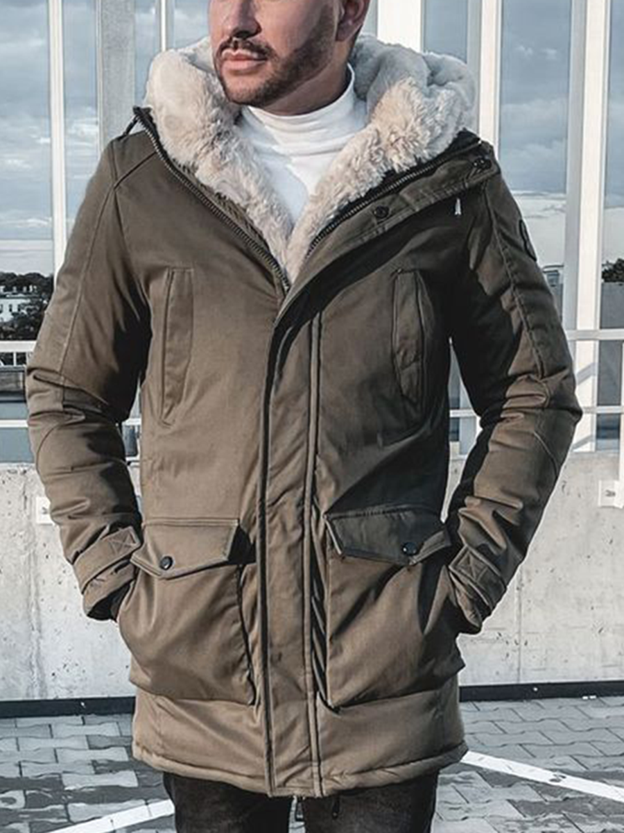 Men's winter hooded sherpa jacket