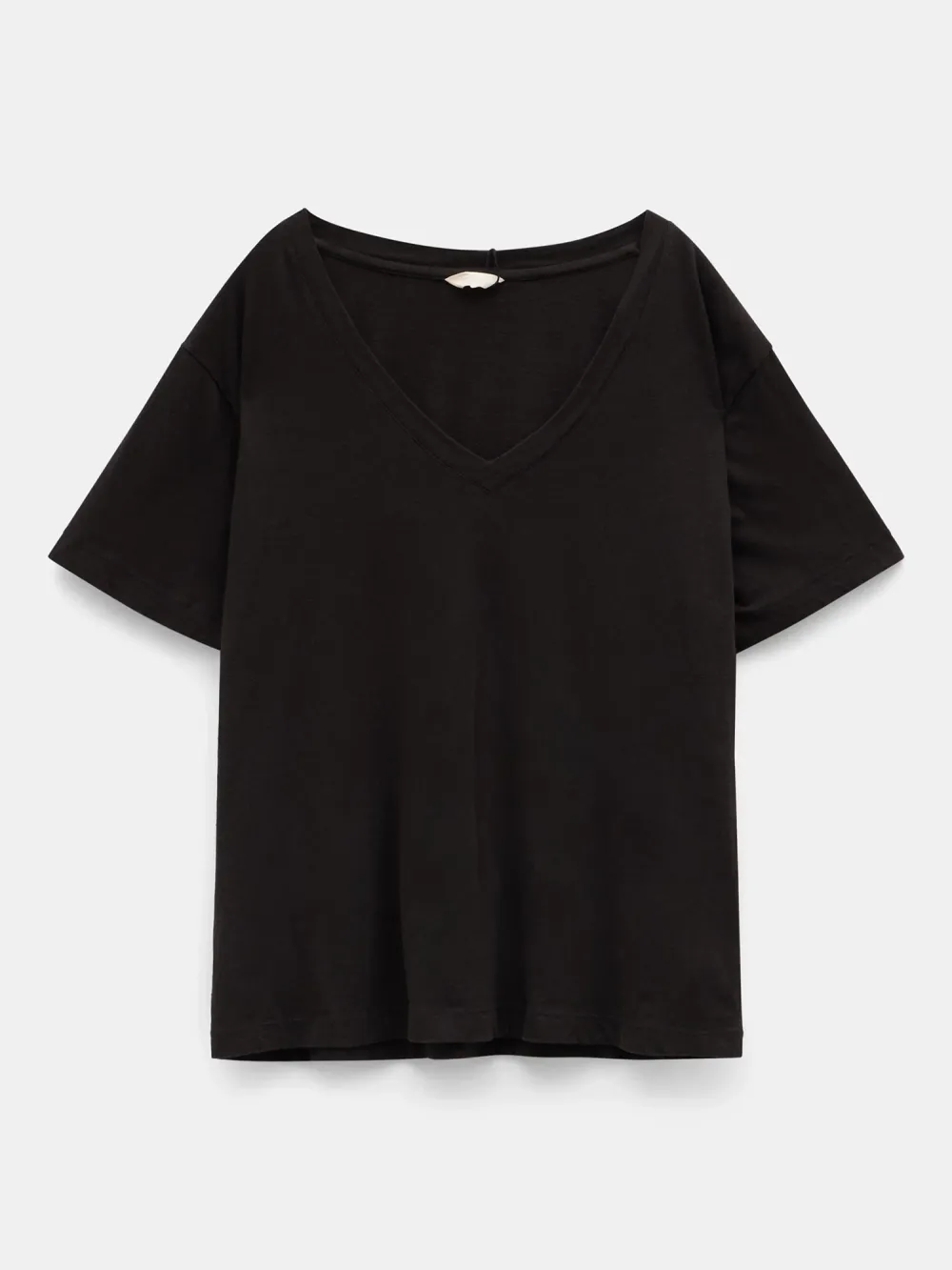 Plain Deep V-Neck Linen Blend T-Shirt