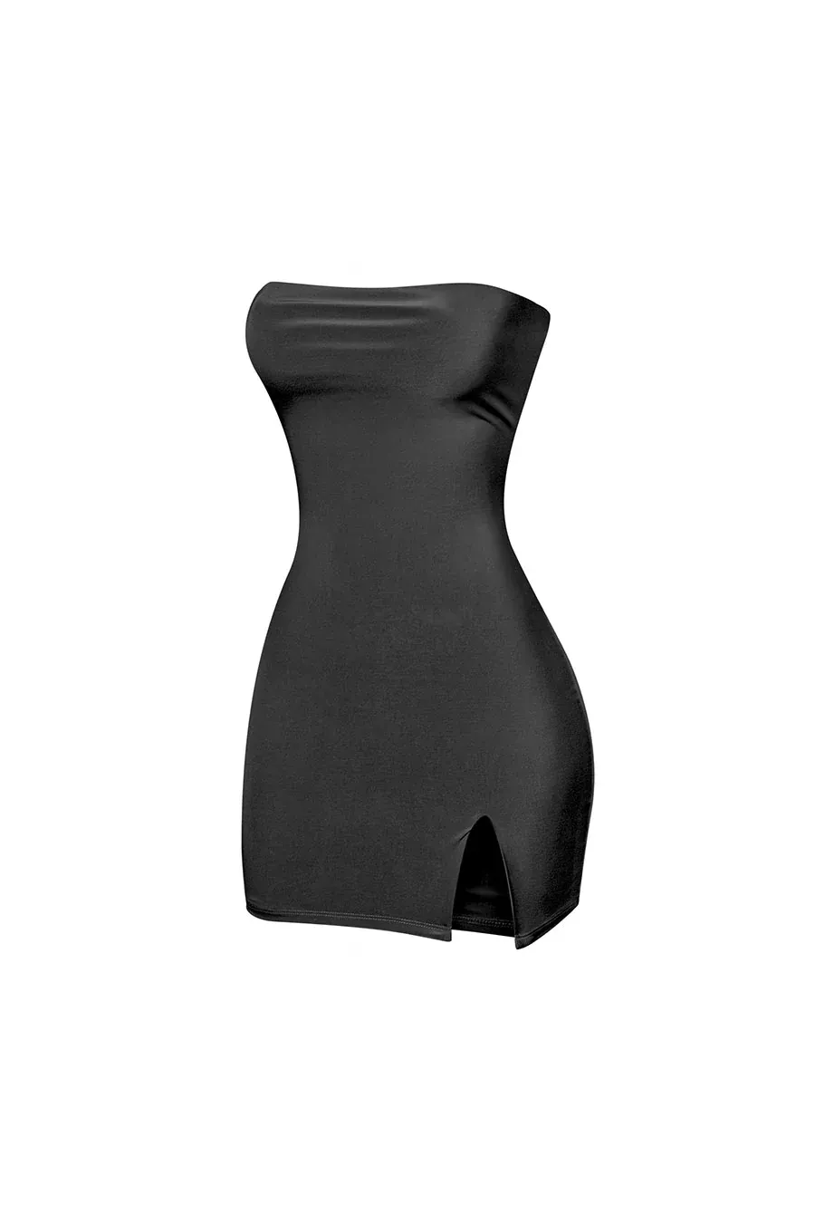 Strapless Tube Side Slit Mini Dress