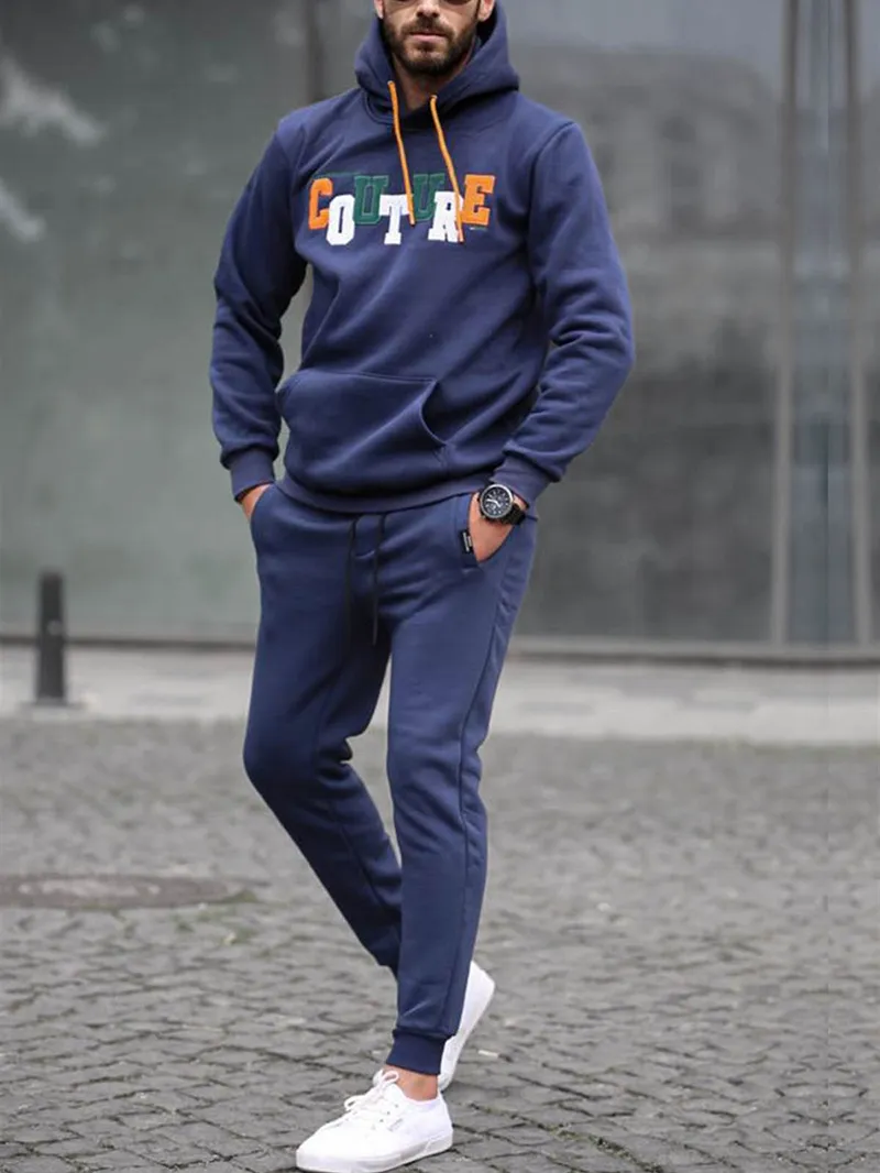 Men's Casual Stand Collar Sweatshirt Jogging Sportswear Suit