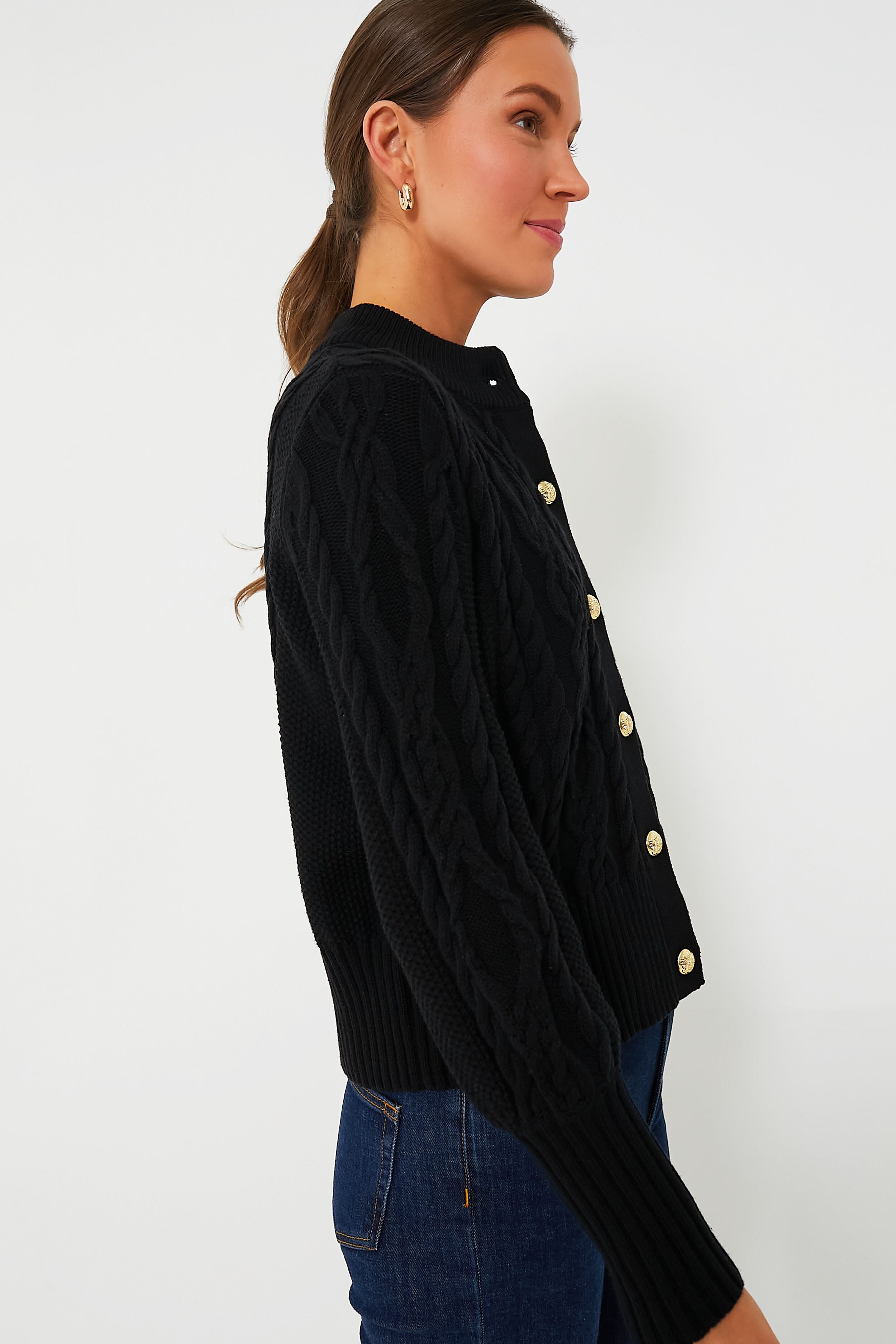 Black Cotton Colette Cardigan