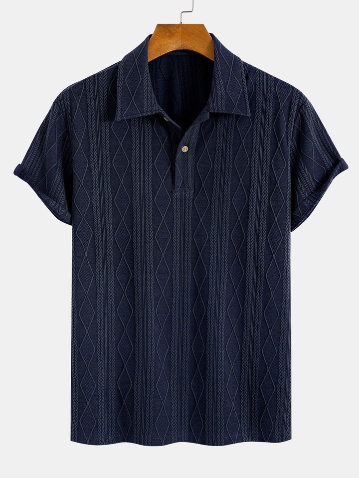 Knitted Geometric Rhombus Jacquard Polo