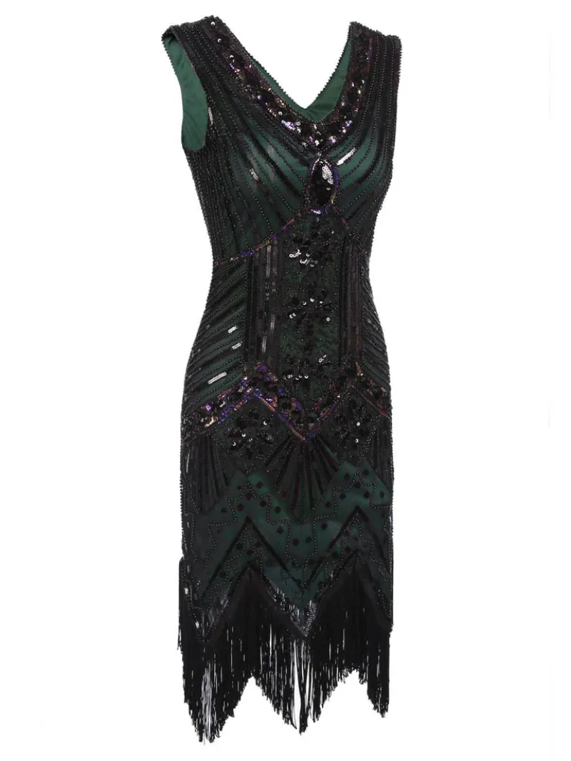 1920S CHAMPAGNE SEQUIN SIDE SLIT DRESS