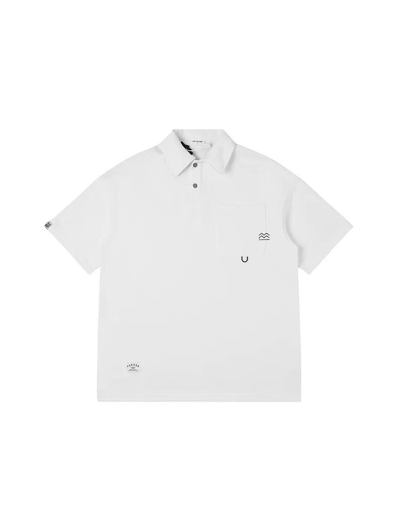 Loose Polo Shirt With Embroidered Pockets