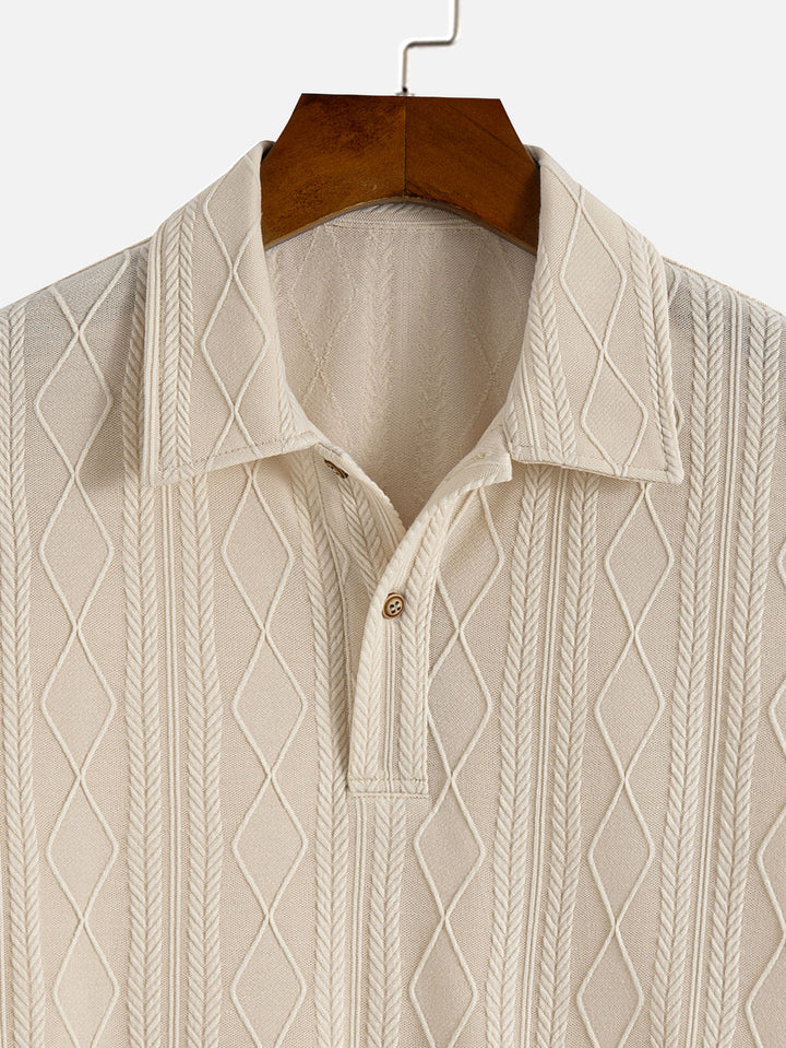 Knitted Geometric Rhombus Jacquard Polo