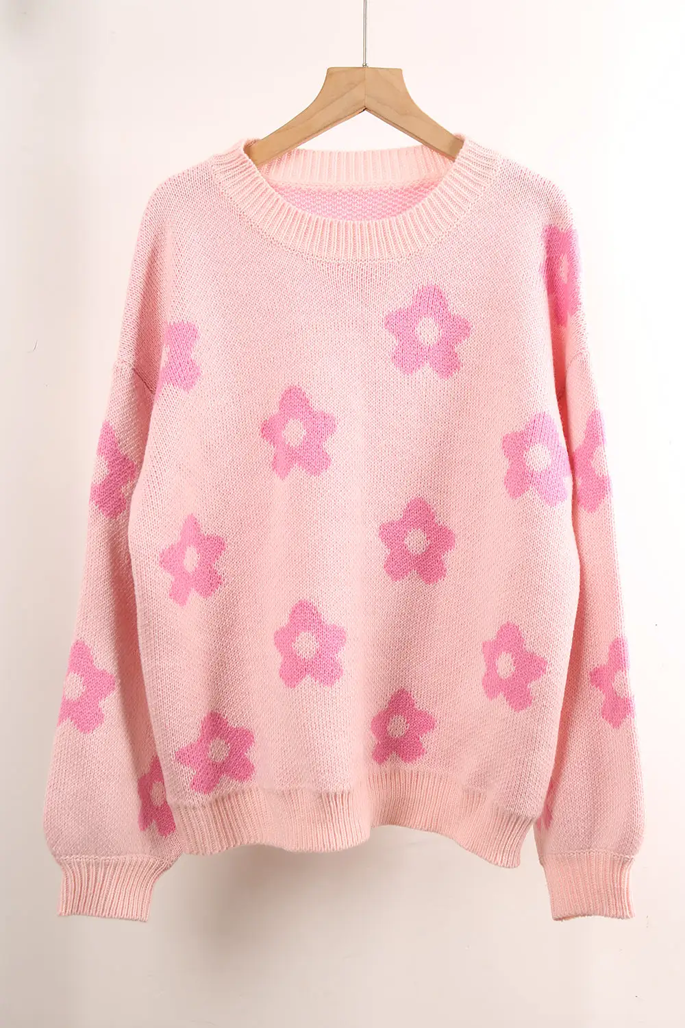 Flower Long Sleeve Round Neck Printed Sweater