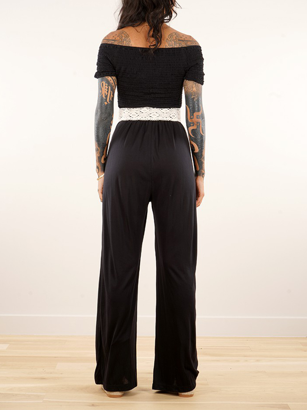 Short Sleeve Flare Leg Jumpsuit