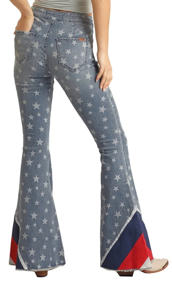 Button Bells High Rise Extra Stretch Star Flare Jeans