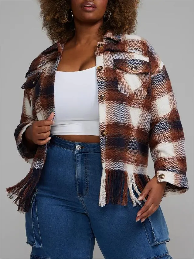 Plaid Fringe Shacket