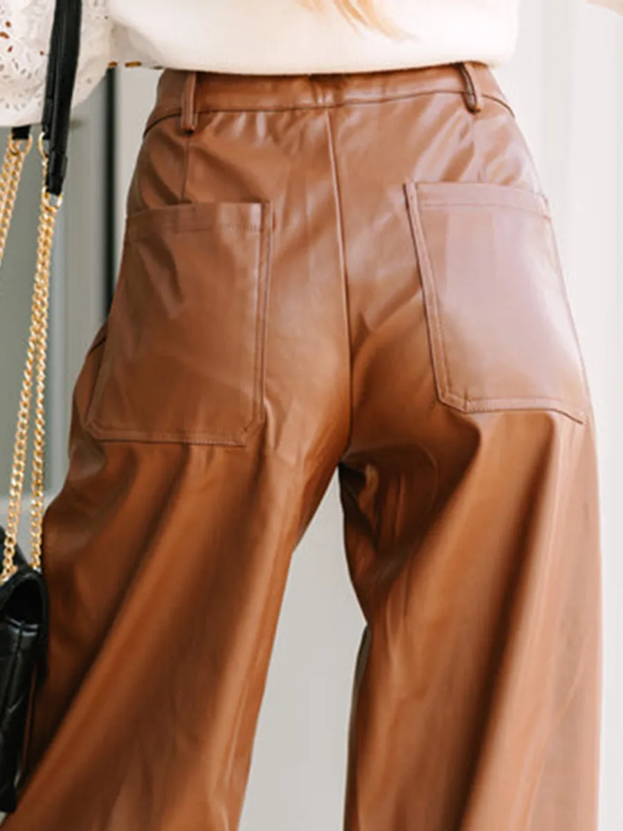 Brown Faux Leather Pants