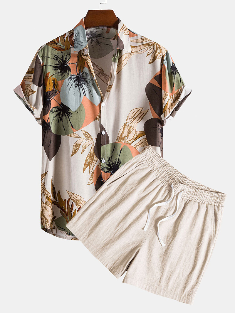 Tropical Print Shirt & Textured Cotton 5