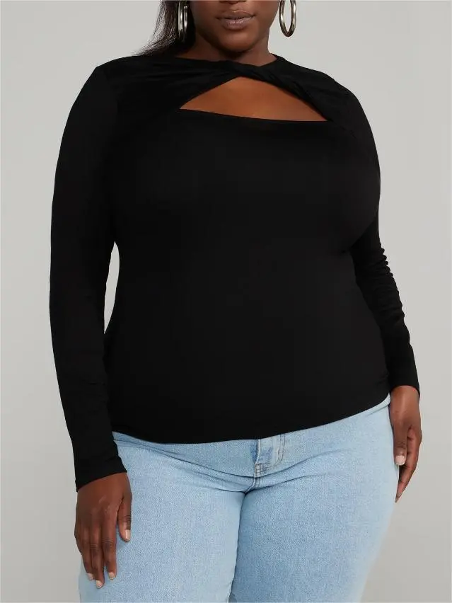 Twist Neck Cutout-Detail Top