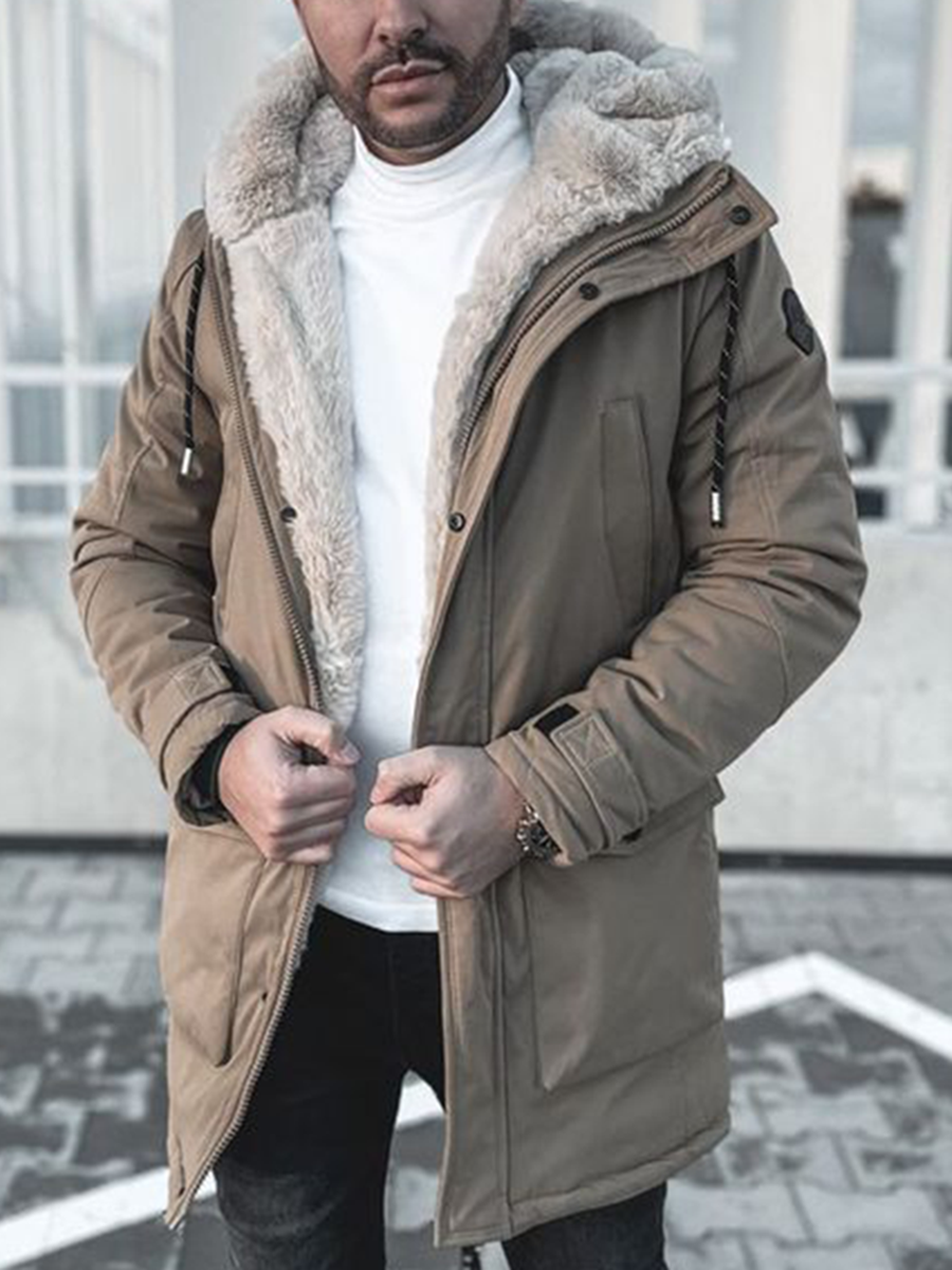 Men's winter hooded sherpa jacket