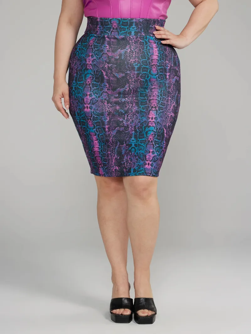 Snake Print Bodycon Pencil Skirt