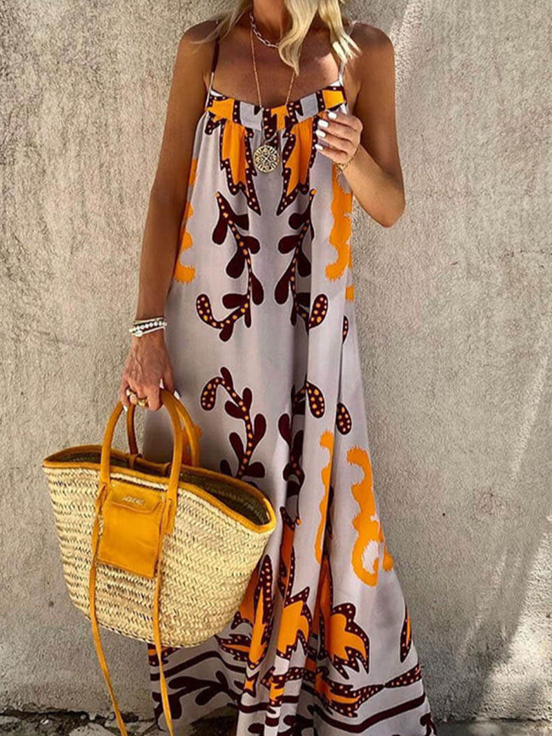 Ethnic printed loose cami maxi dress