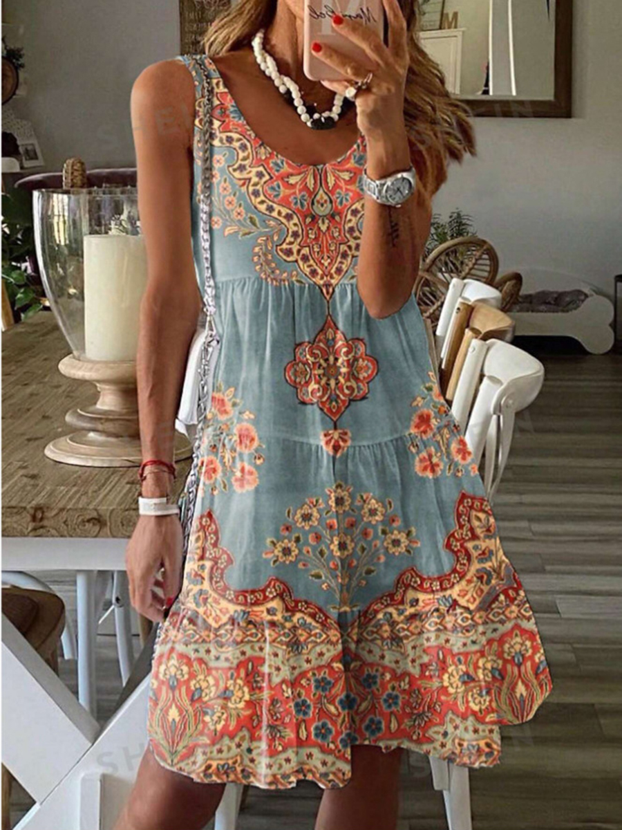 Sleeveless Printed Fashion Dress