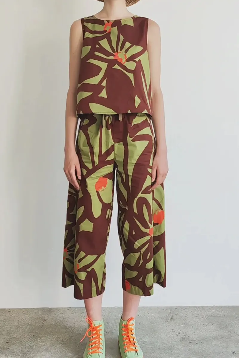 KHAKI FLOWERS BOMBA PANTS