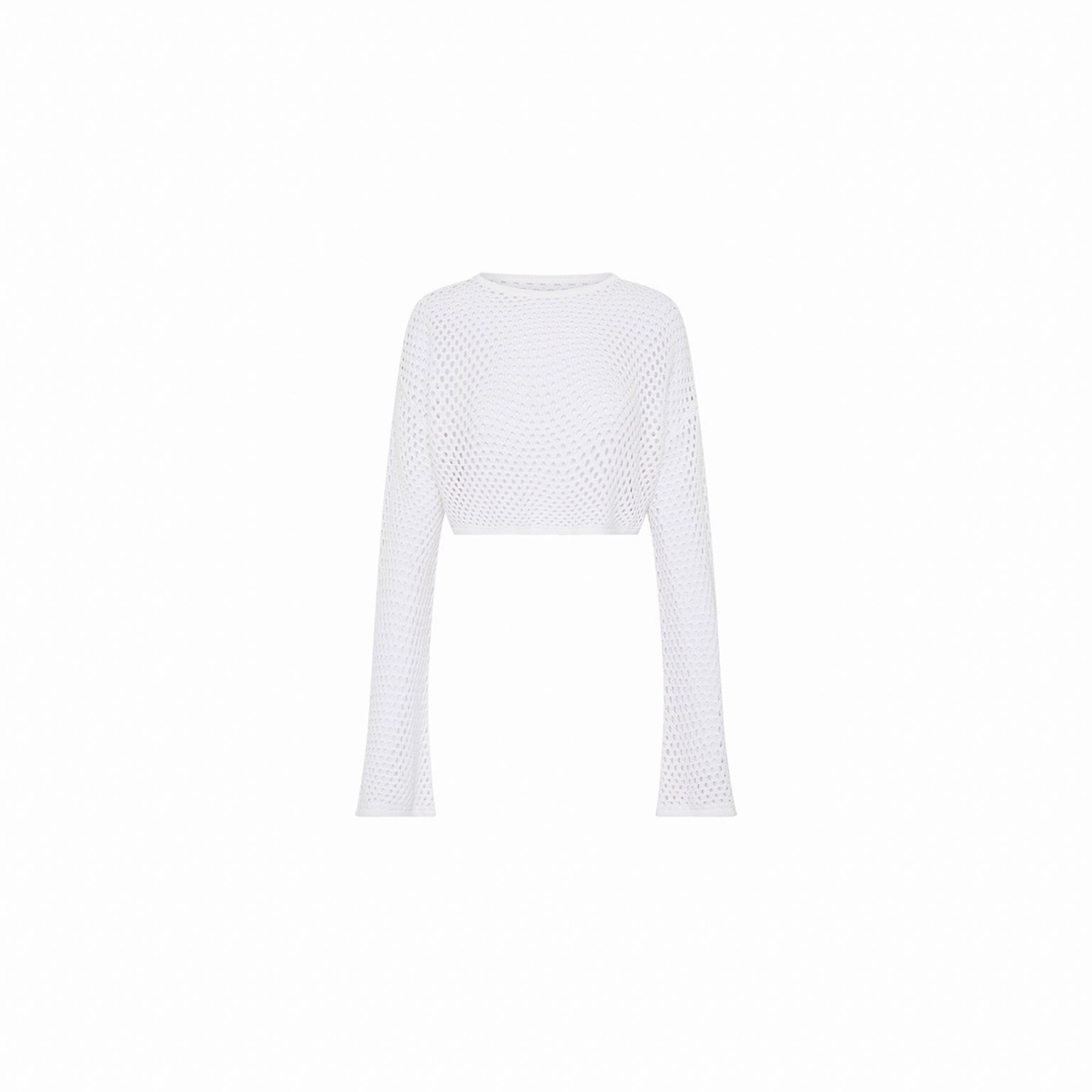 CROCHET LONG SLEEVE CROP - WHITE