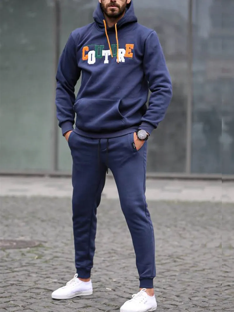 Men's Casual Stand Collar Sweatshirt Jogging Sportswear Suit