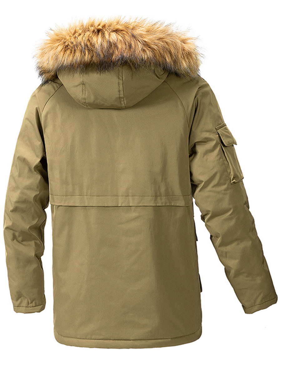 Men's outdoor warm fur collar down jacket