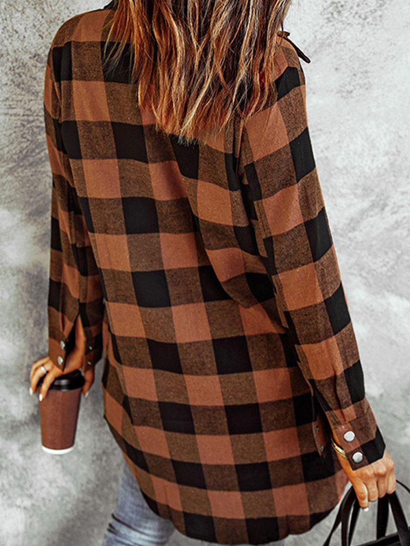 Casual retro contrast plaid jacket