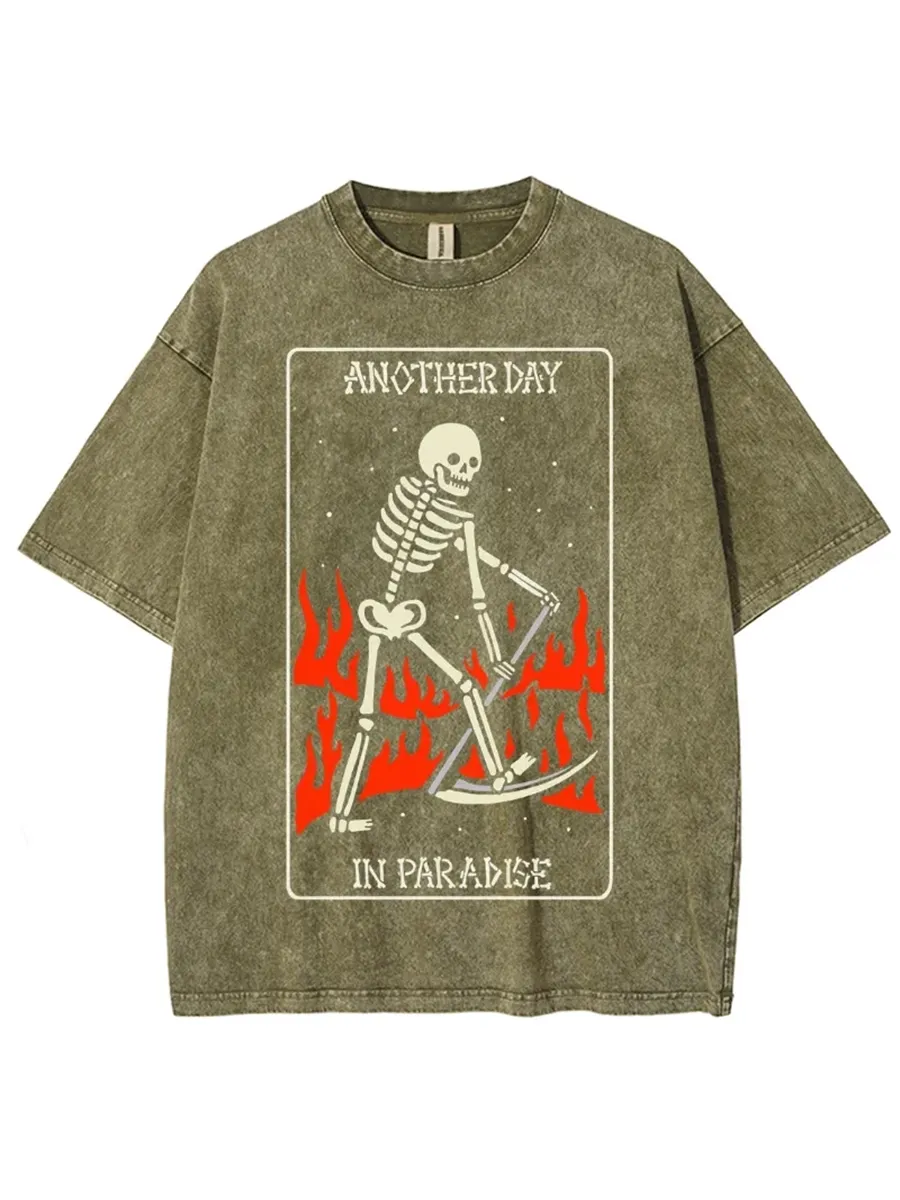 ANOTHER DAY IN PARADISE UNISEX VINTAGE WASH DENIM T-SHIRTS