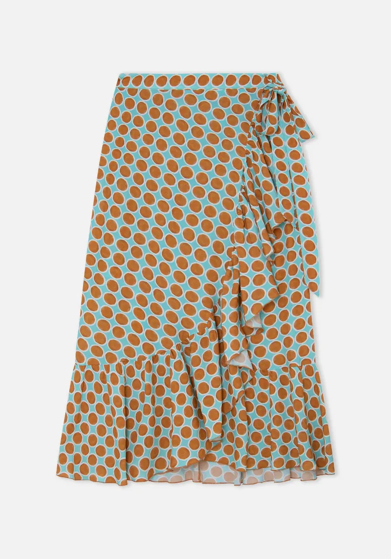 WATER PRINTED WRAP SKIRT