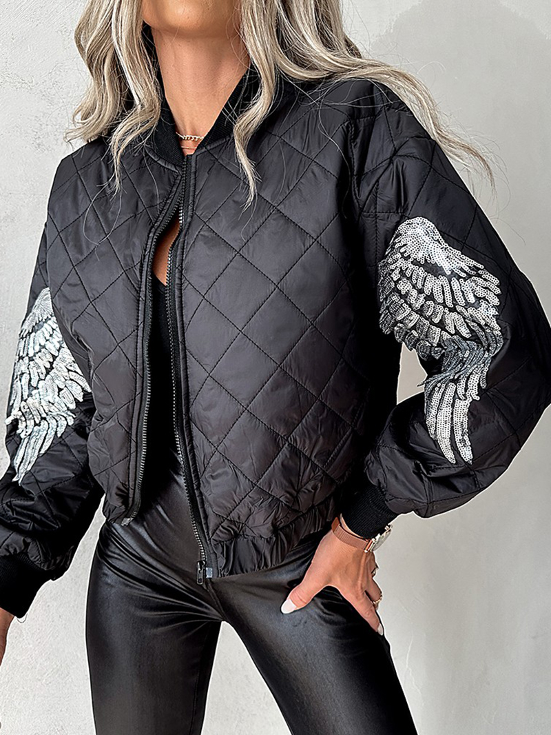 Women's Casual Sequined Wings Pattern Jacket