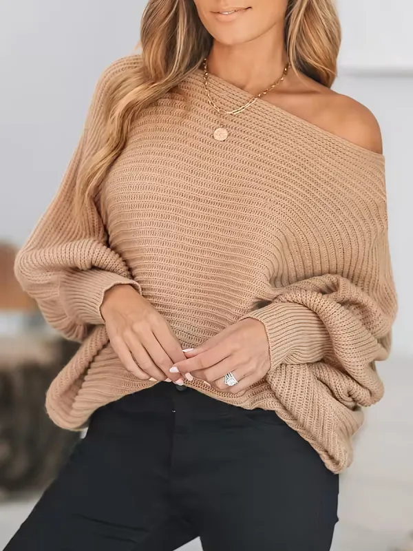 Sand Ribbed long Sleeve Sweater