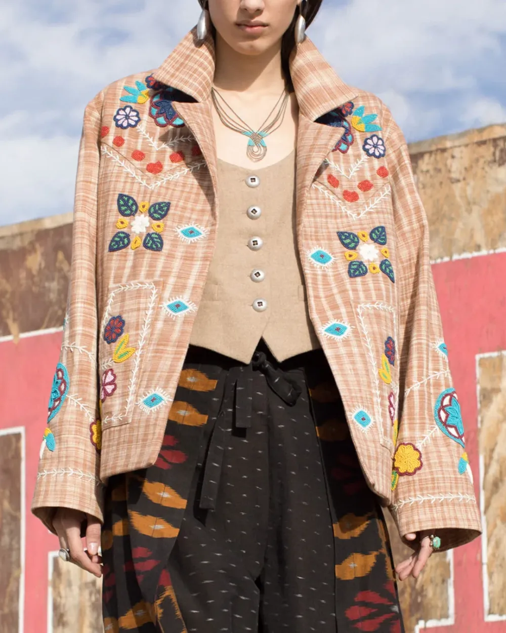 Western Tan Embroidered Jacket