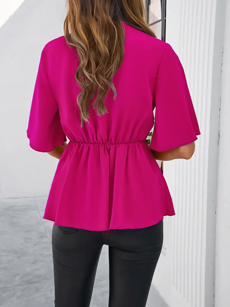 Solid Color Elegant Strappy Tunic Top