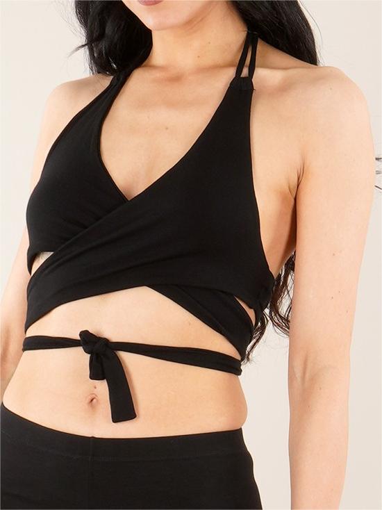 Crop Top Bra With Deep Halter Neckline