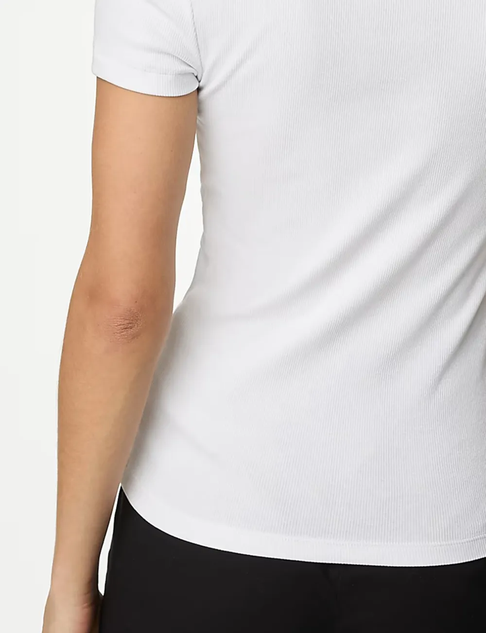 Cotton Rich Slim Ribbed Scoop Neck T-shirt