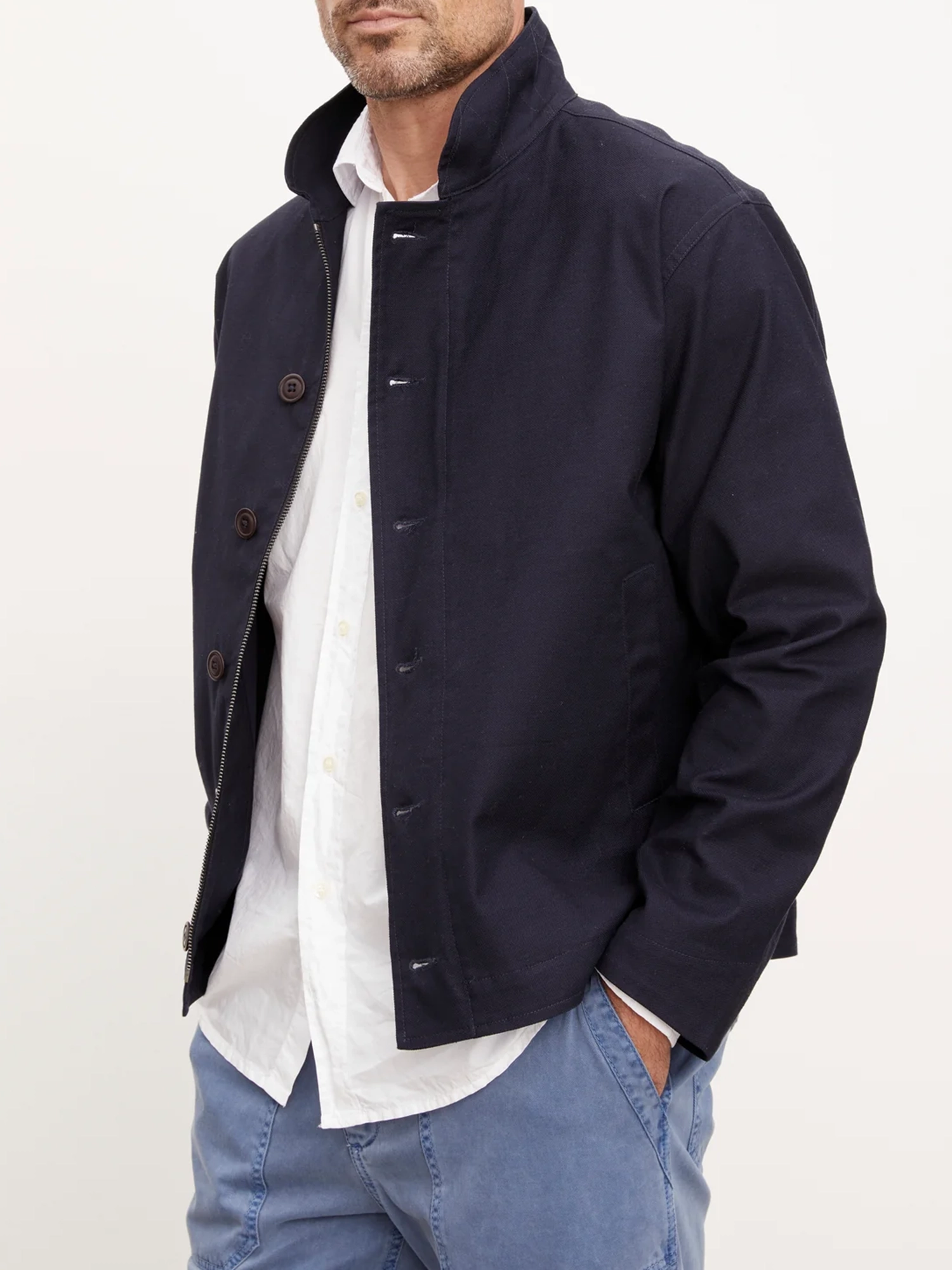 Stand Collar Solid Casual Jacket