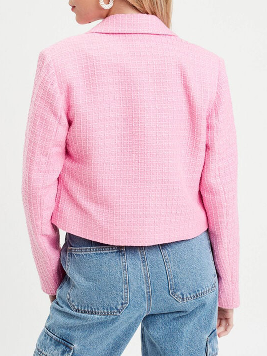 Veste droite boutonnée rose clair femme