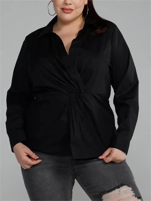 Twist Front Collared Shirt