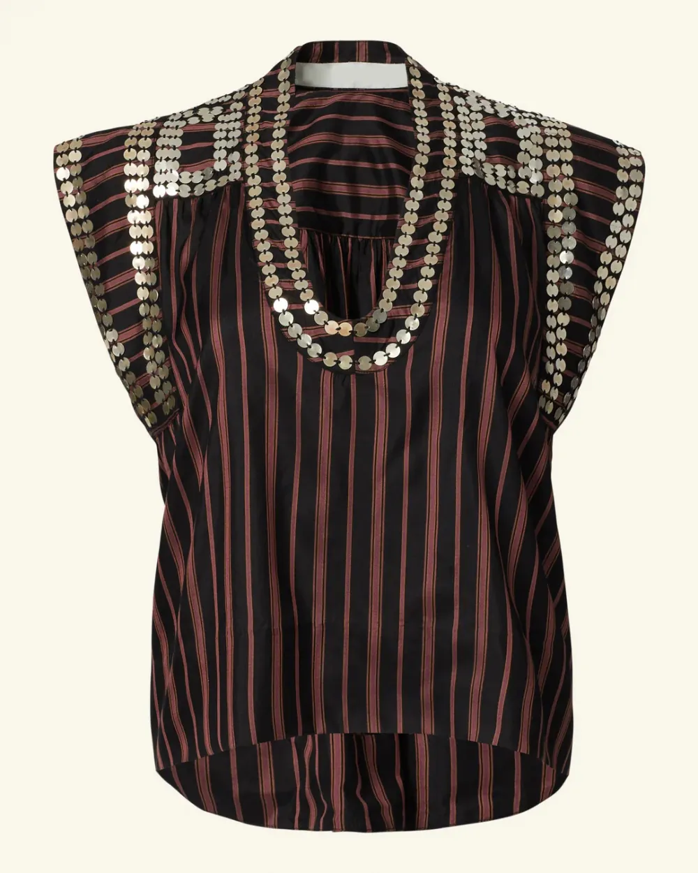 Nehru Clove Stripe Coin Top