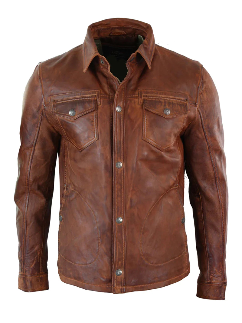 Men's Casual Outdoor Leather Jacket Coat