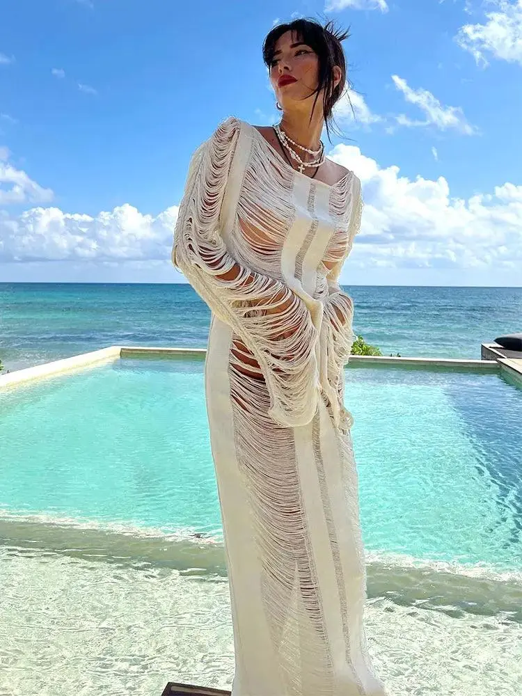 Fringe Backless Cover-up Dress