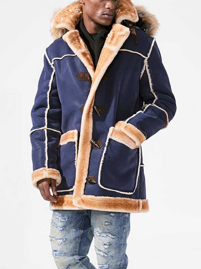 Men's Navy Shearling Jacket